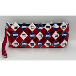 NY Giants Bag Recycled Wrapper‎ Woven Zippered Purse Clutch Multicolored